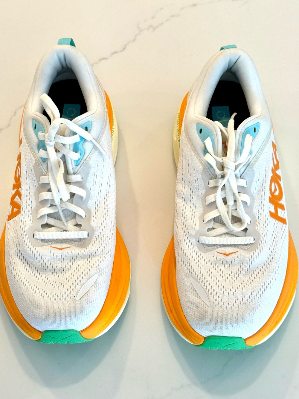 HOKA Bondi 8 Women’s Sneakers Size 8.5, Blanc de Blanc Solar Flare